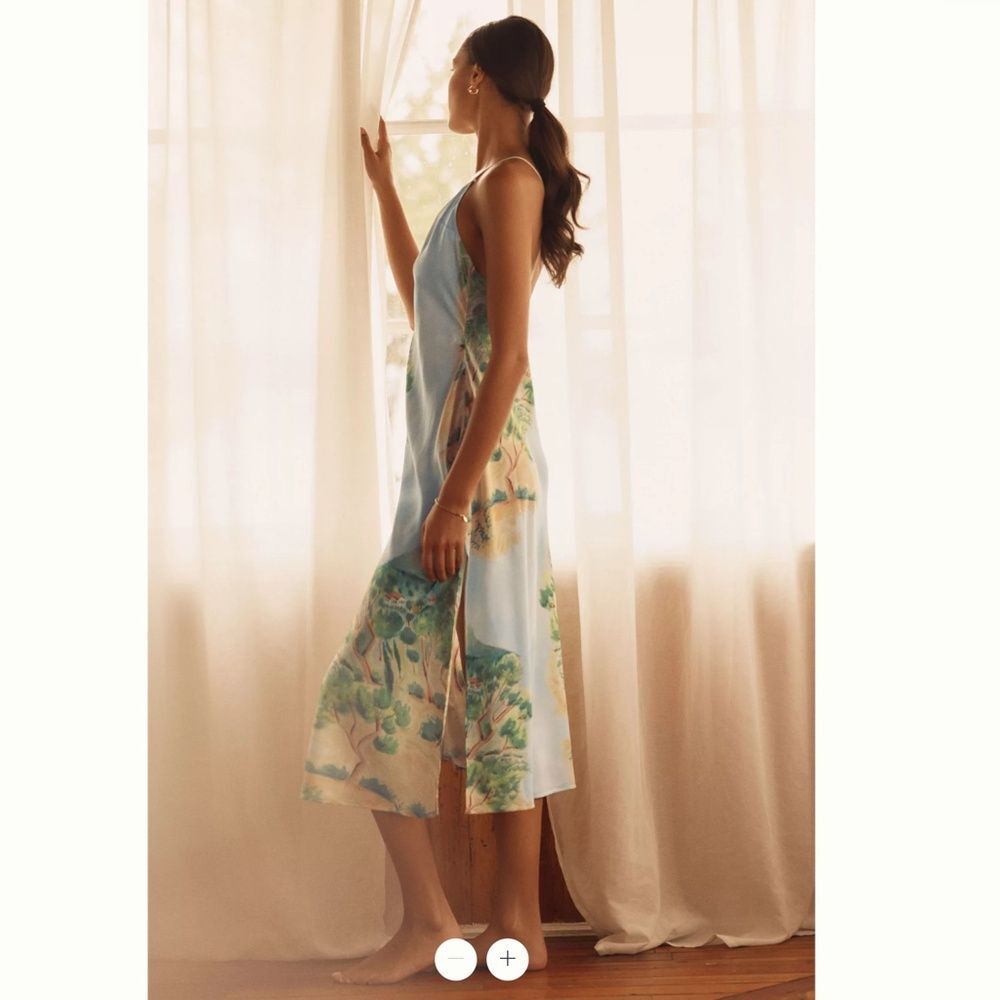 By Anthropologie Sleeveless Silky Slip Midi Dress - Picture 4 of 4